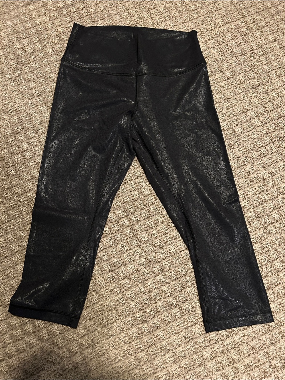 lululemon athletica Black Shiny Cropped Leggings